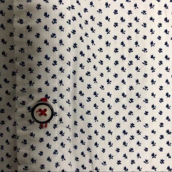 Burnside Men’s Short Sleeved Dress shirt, white with small blue pattern Sz S - Picture 3 of 5
